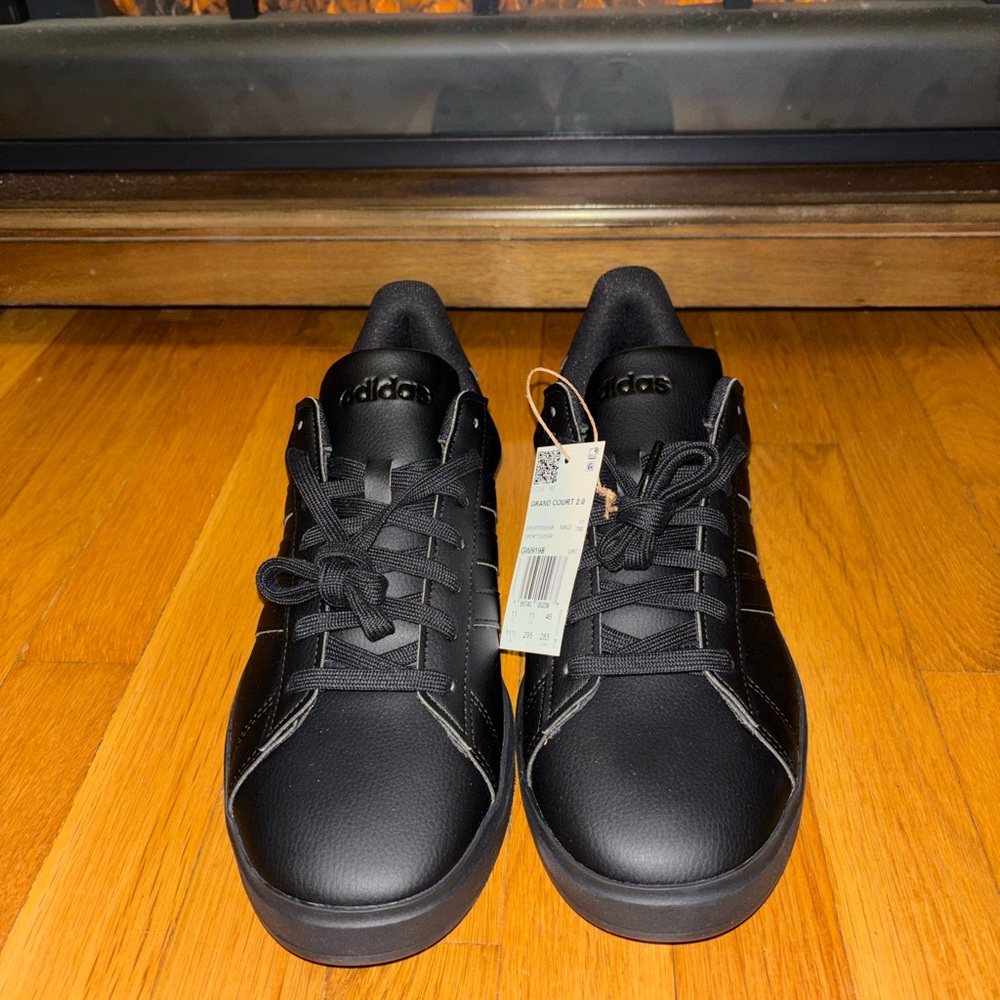 Adidas Men's Black Leather Sneakers
